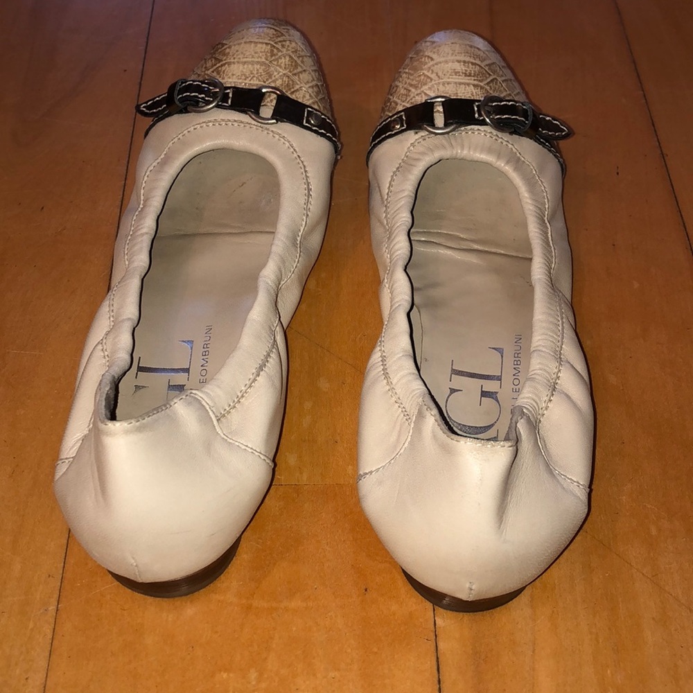 AGL leather flats .  Off white with animal print. - Picture 3 of 5
